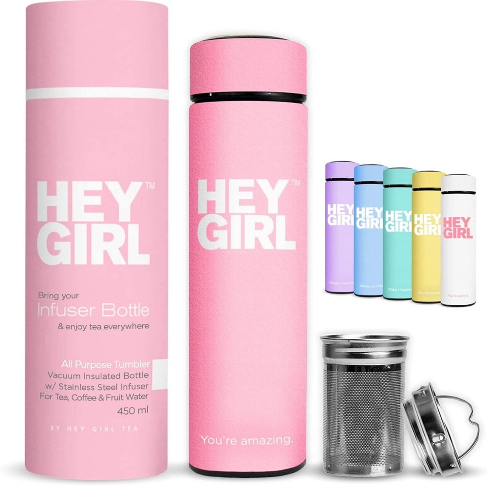 HEY GIRL tea infuser bottle in PINK